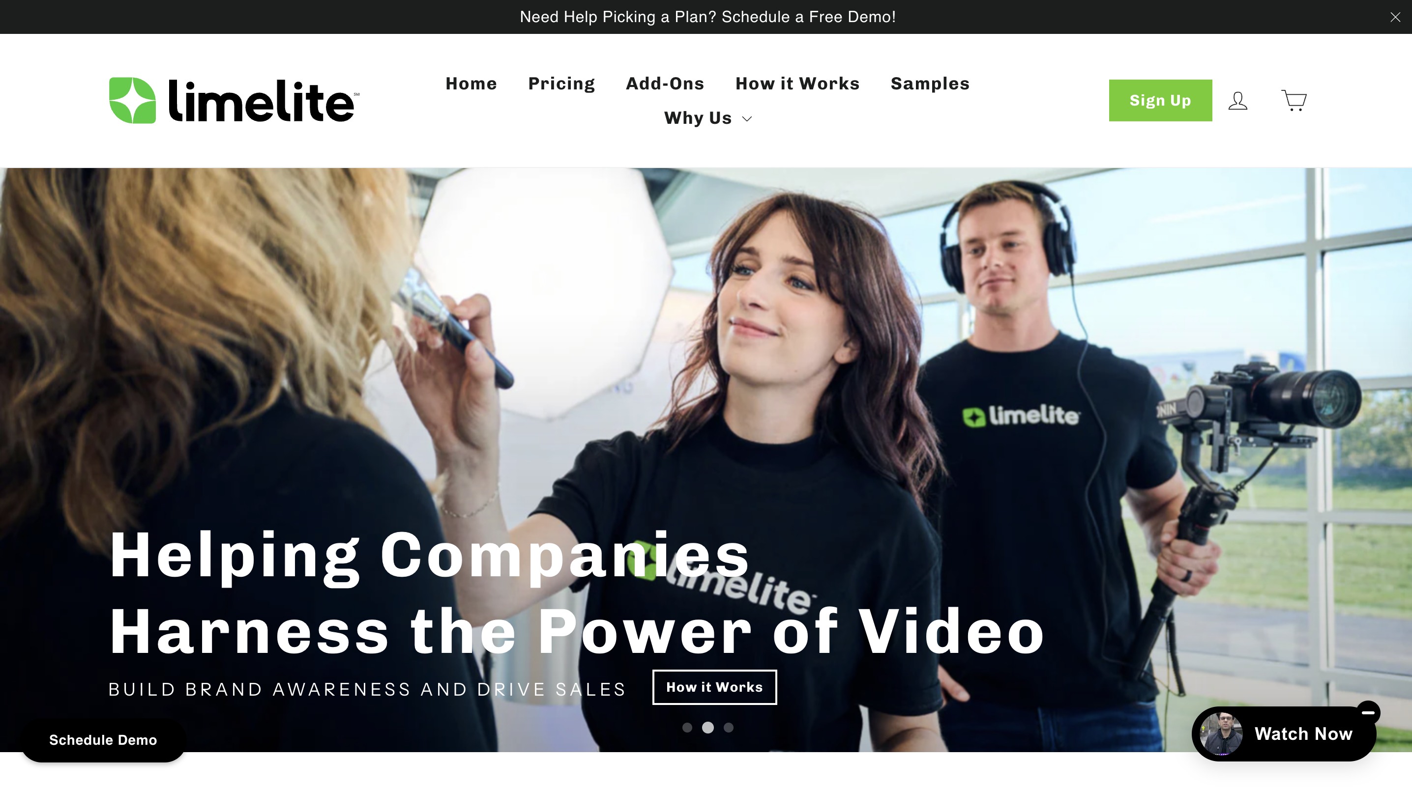 Limelite video production team filming a professional on-location shoot with camera and lighting equipment.