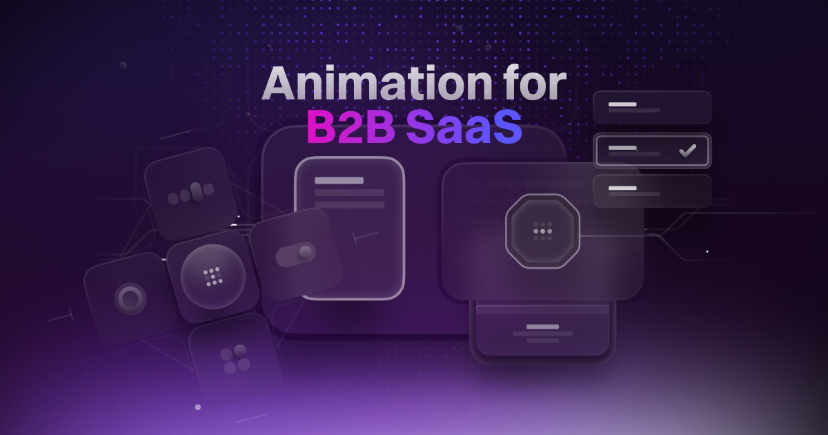Animation for B2B SaaS showing abstract software UI cards, interface elements, and connected digital workflows.