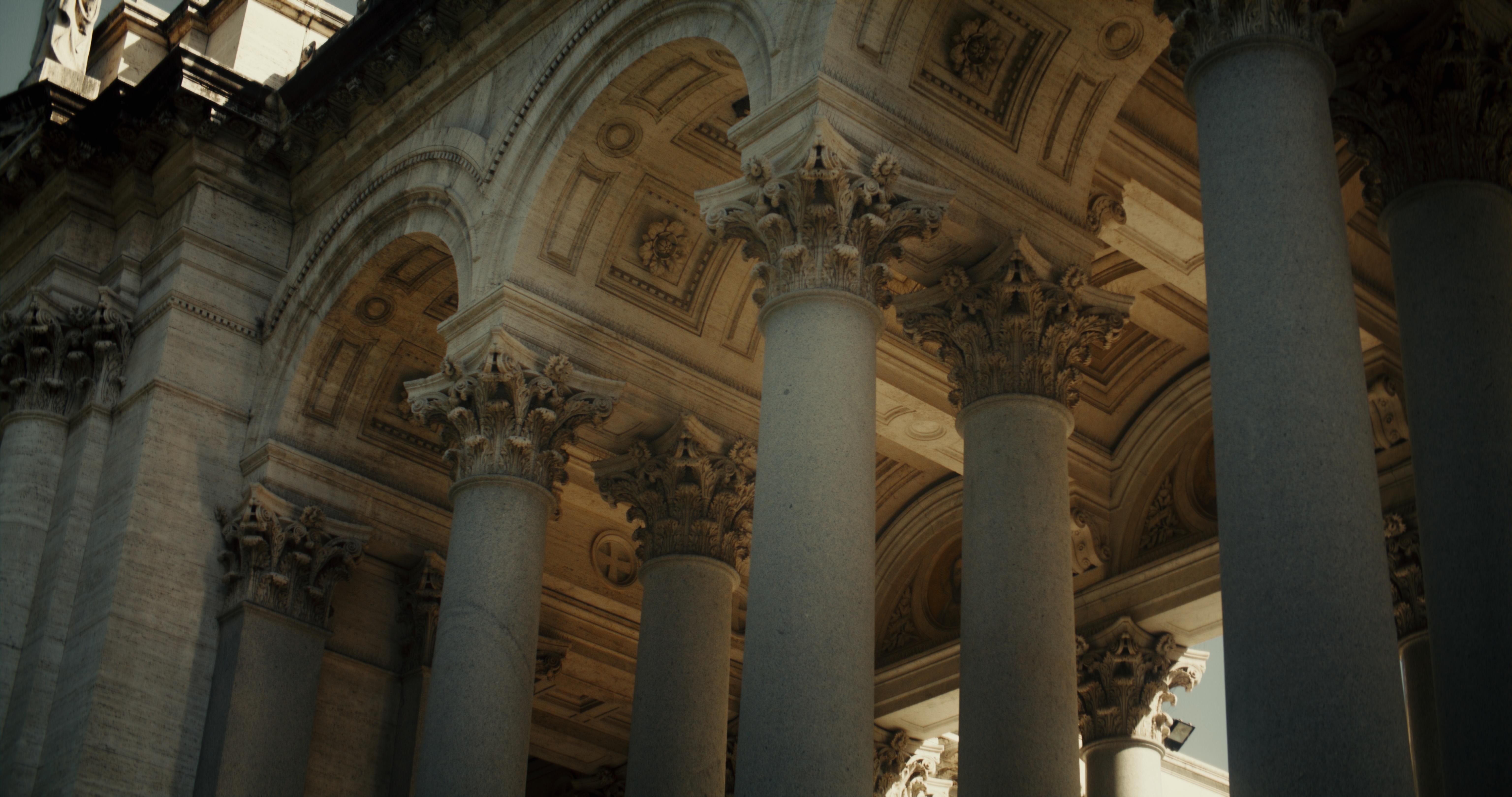 Interior columns of a classical Roman basilica