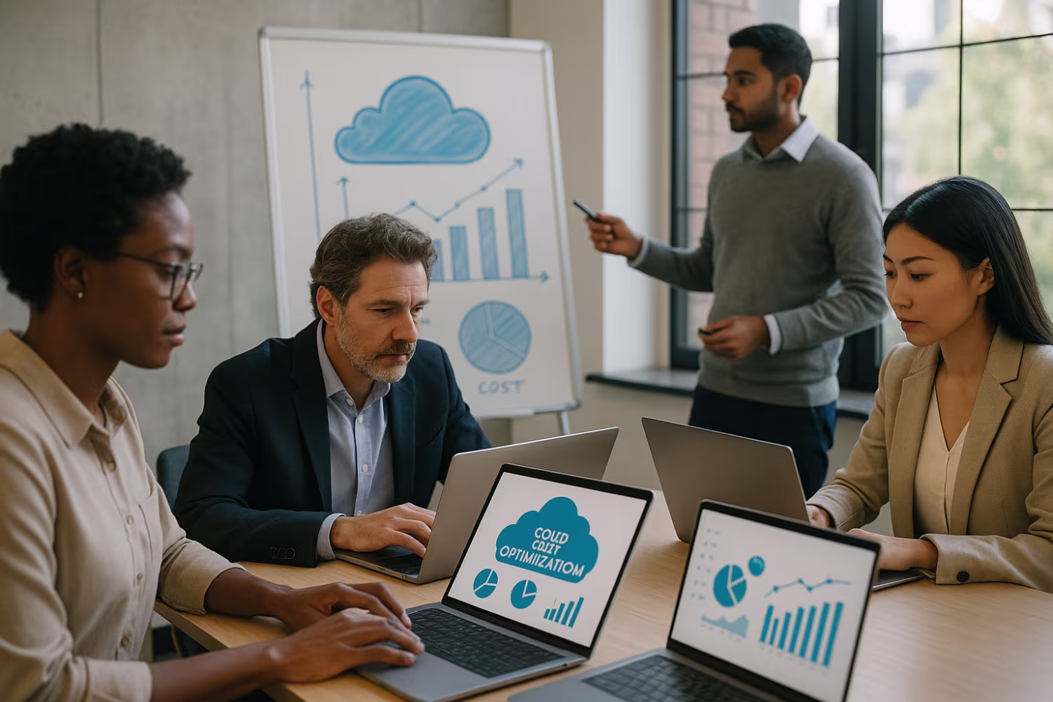 Team managing cloud spend collaboratively