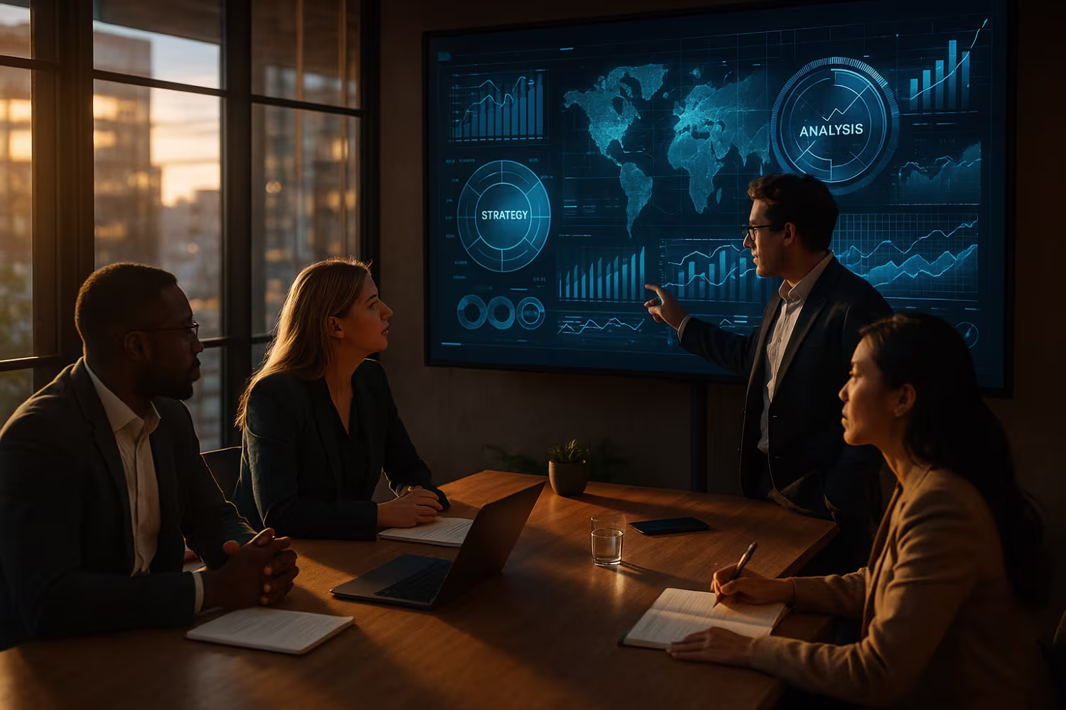 Diverse professionals in IT strategic planning meeting