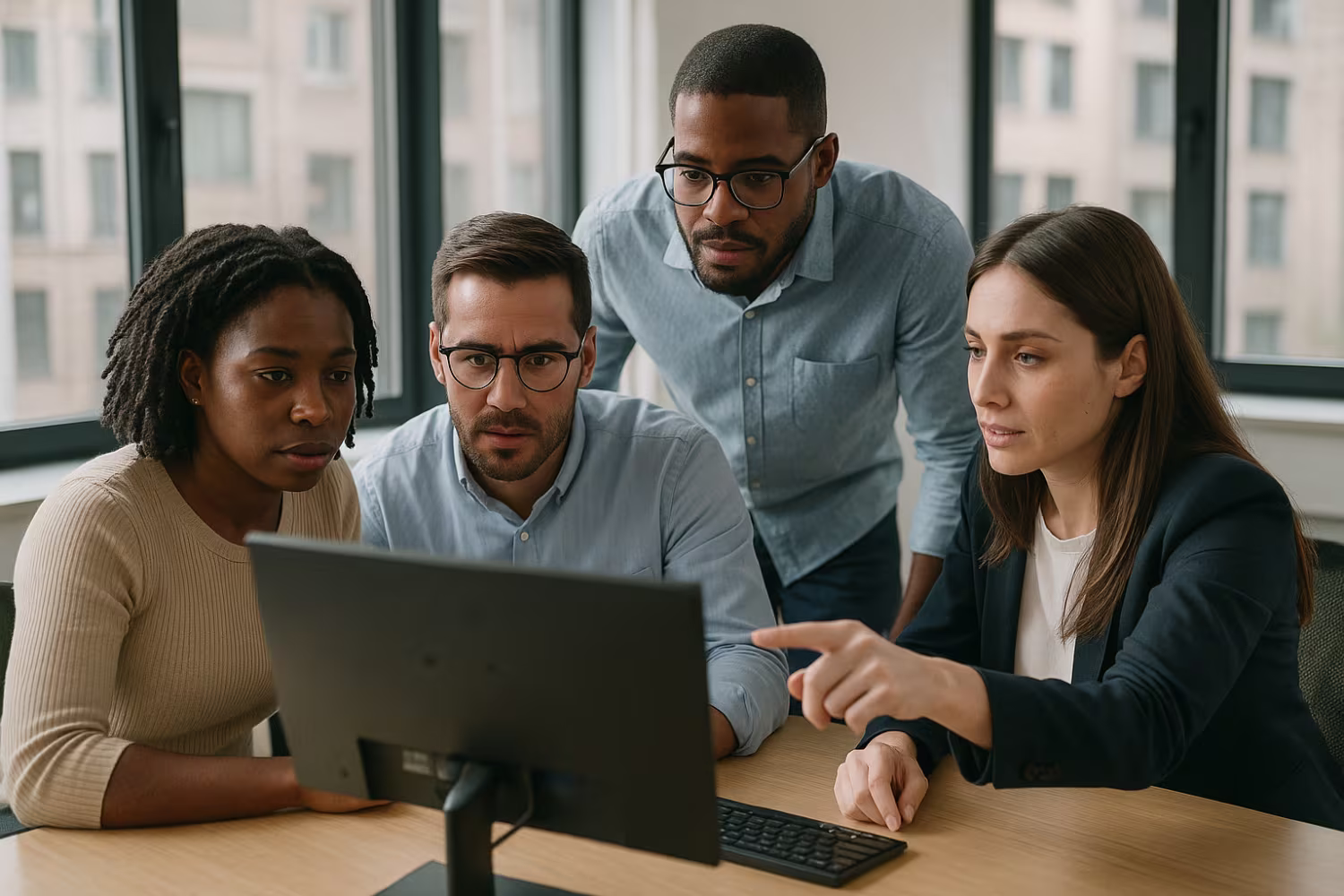 Diverse team discussing outsourced help desk solutions