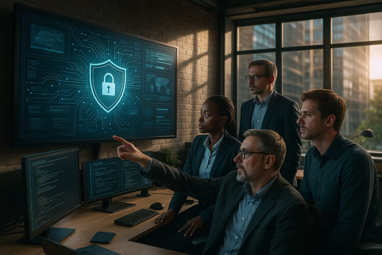 Cybersecurity experts analyzing cloud security