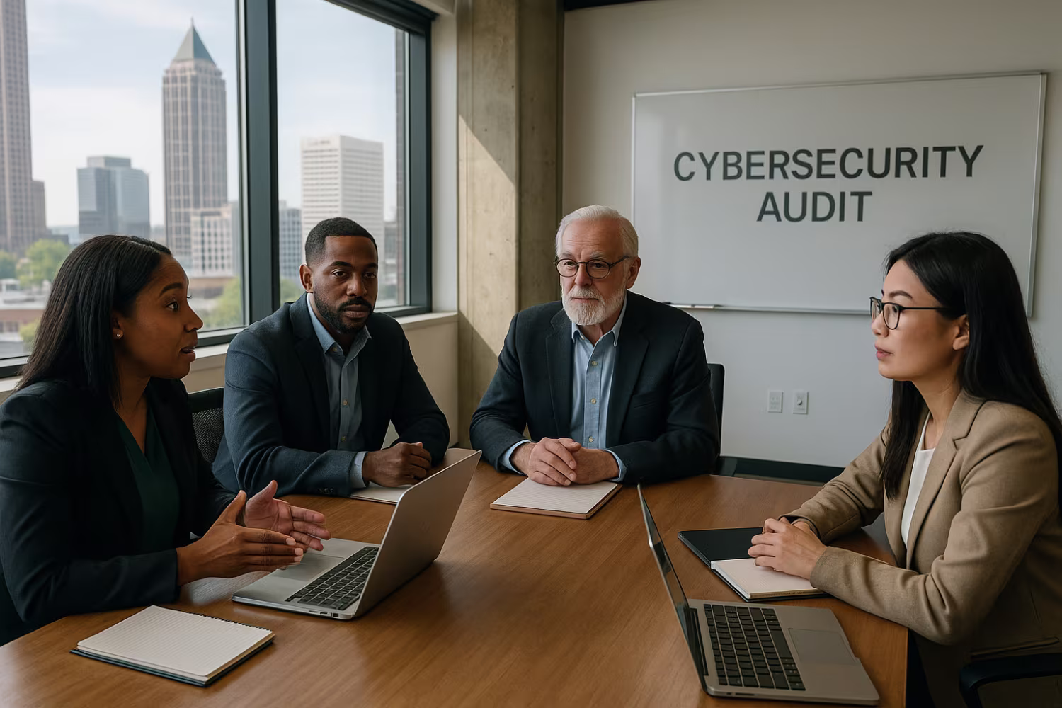 Atlanta cybersecurity audit team meeting