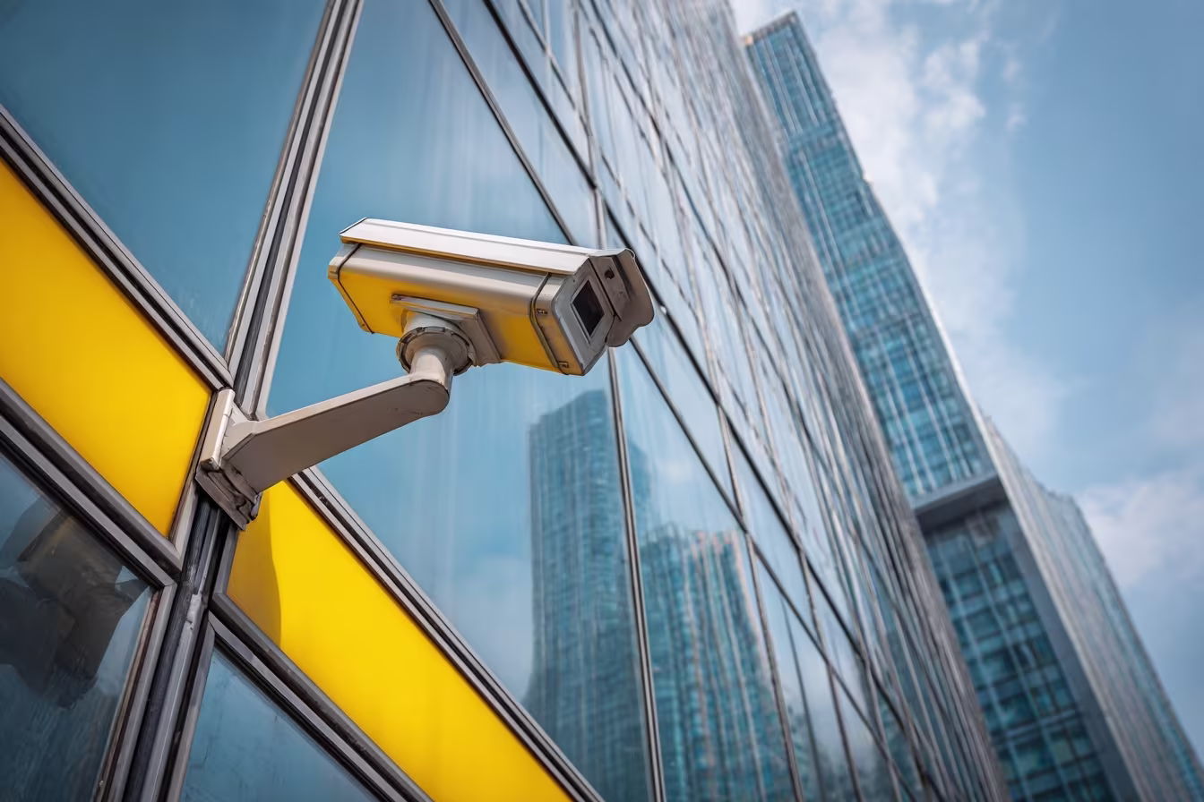 Modern office building showcasing security compliance