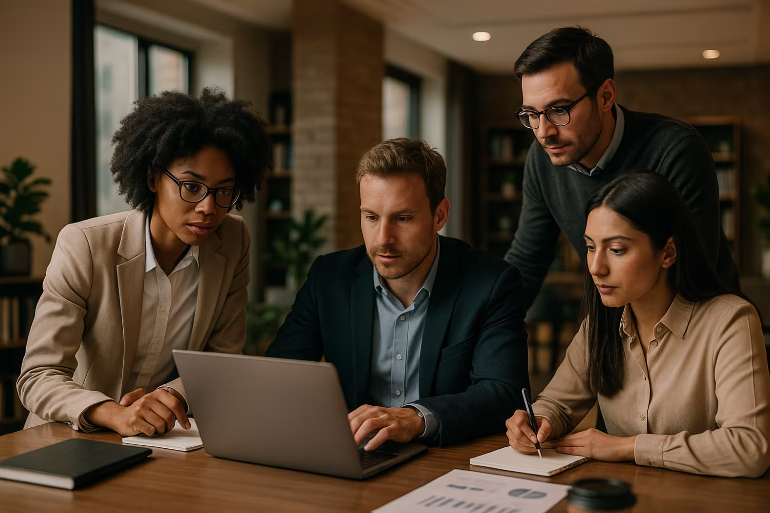 Diverse team collaborating in outsource IT department