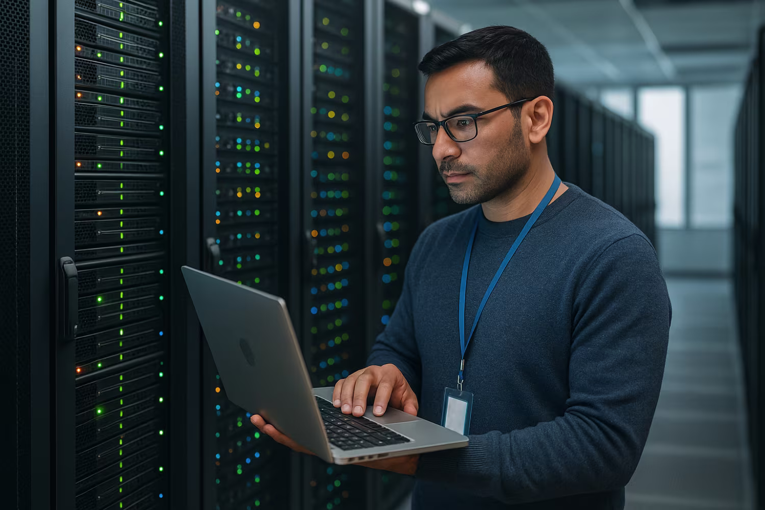 IT professional performing system maintenance