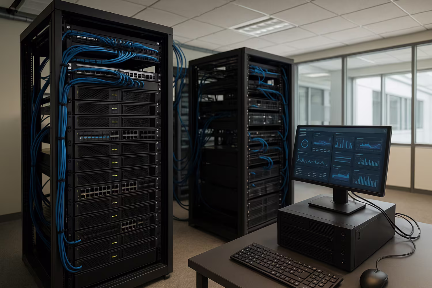 Modern IT system infrastructure office setup