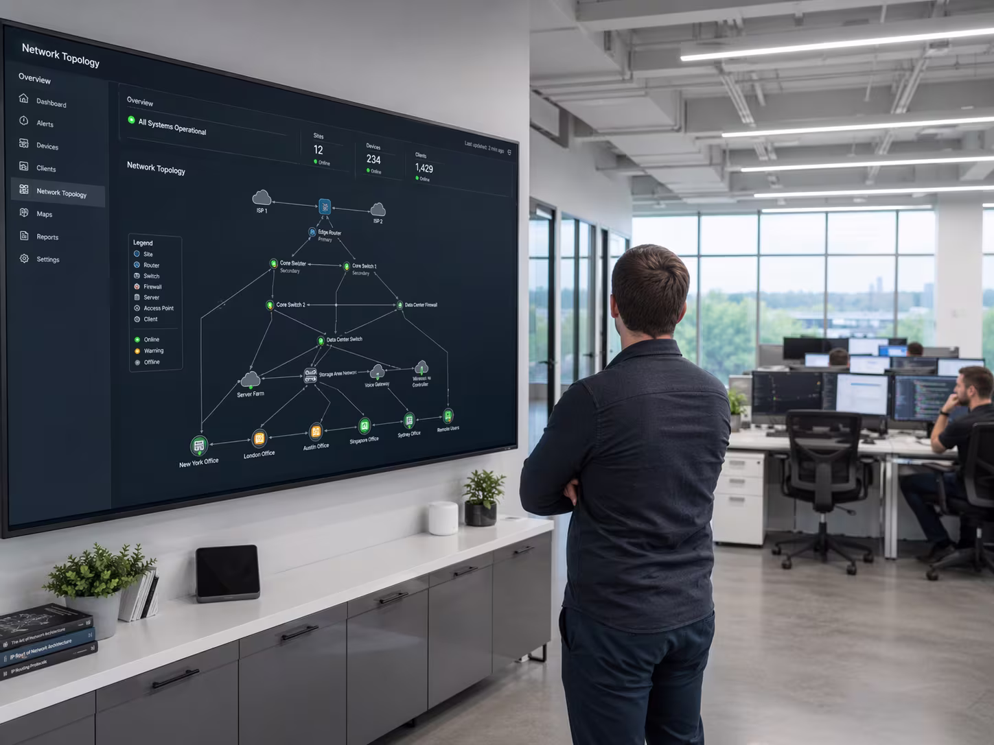 Modern IT system infrastructure office setup