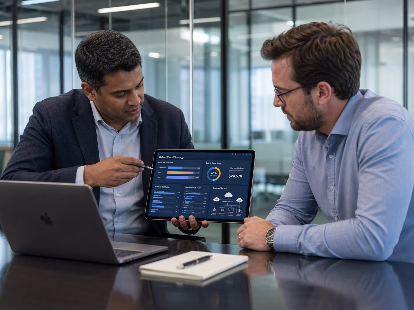 IT professional explaining infrastructure modernization