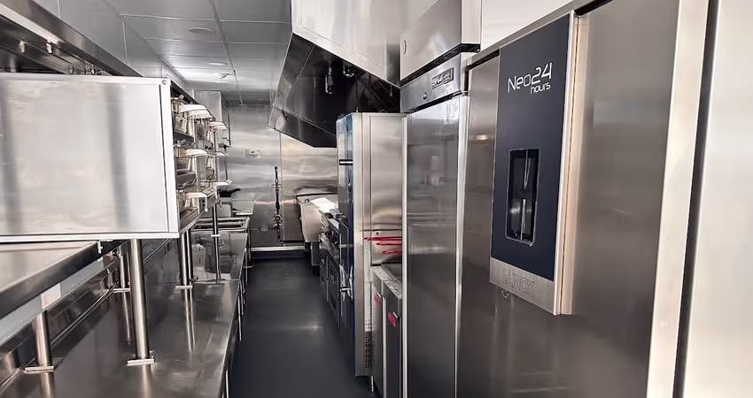 temporary mobile kitchen inside view
