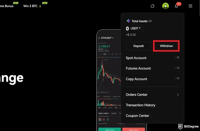 Bitunix review: withdrawing on Bitunix.