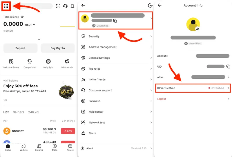 ID Verification on WEEX