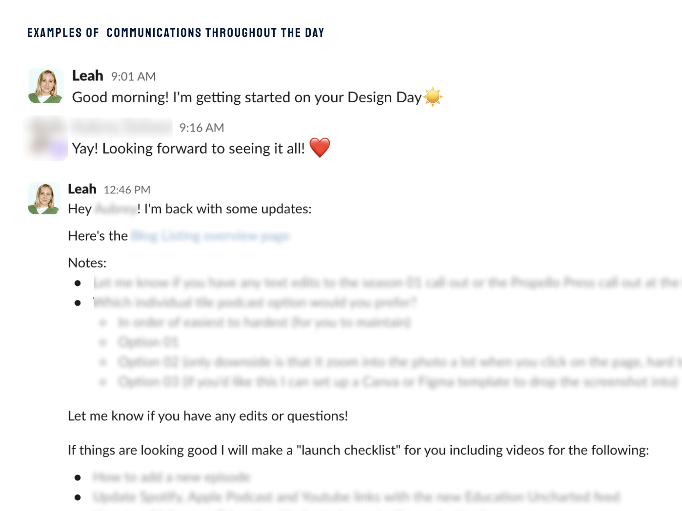 Client feedback