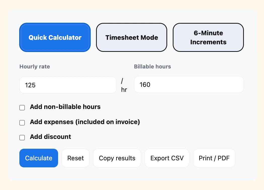 Quick calculator mode