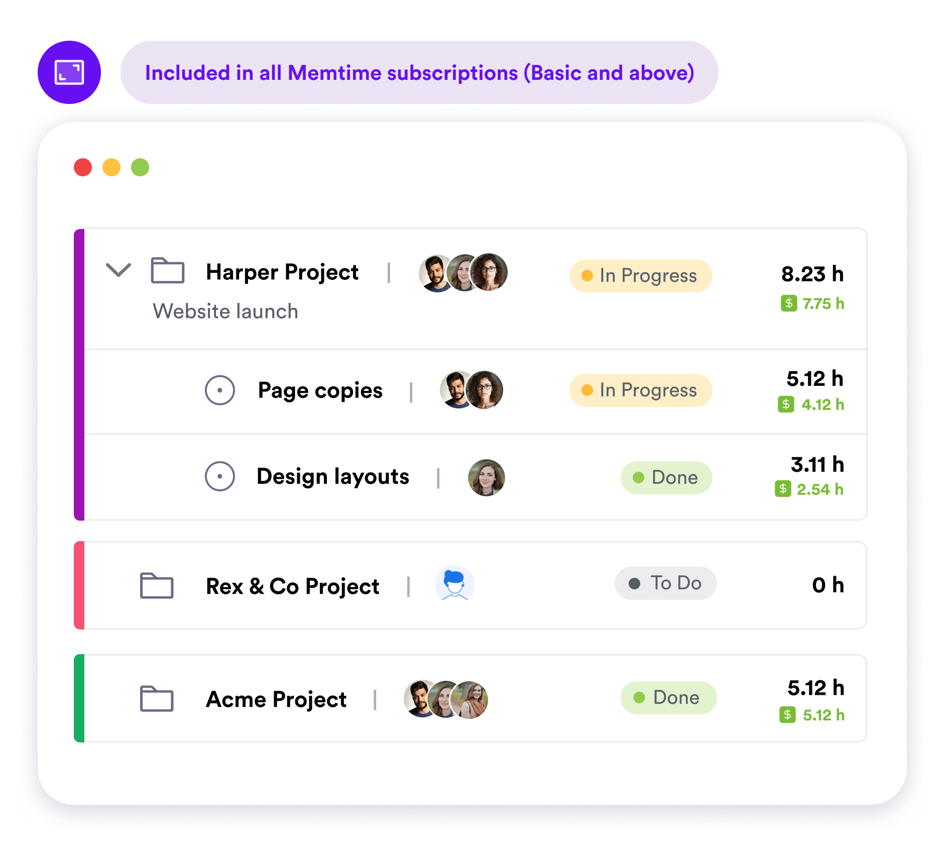 Project management with time tracking by Memtime