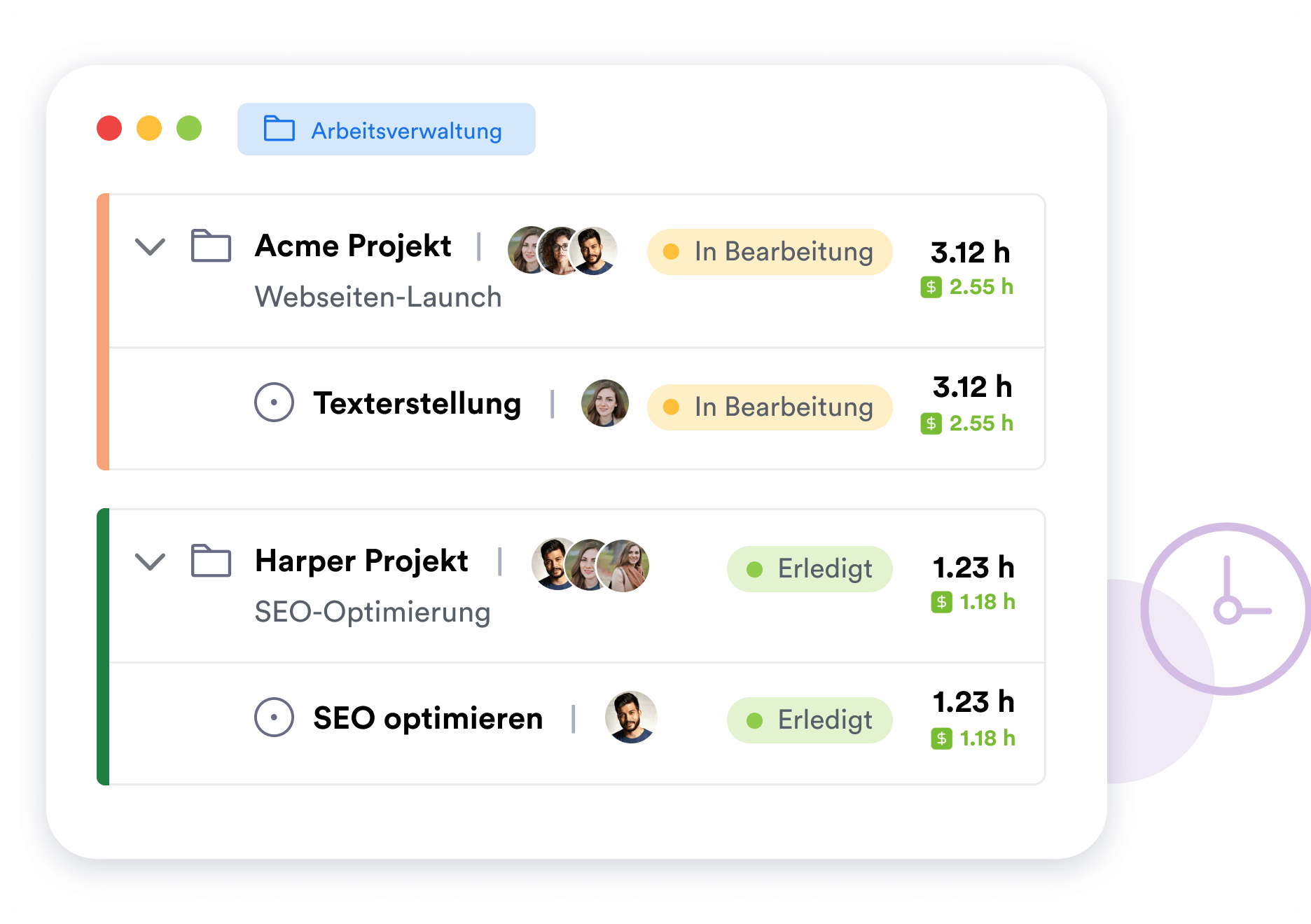 Verwalten Sie Ihre Projekte in einer webbasierten Memtime-Plattform.