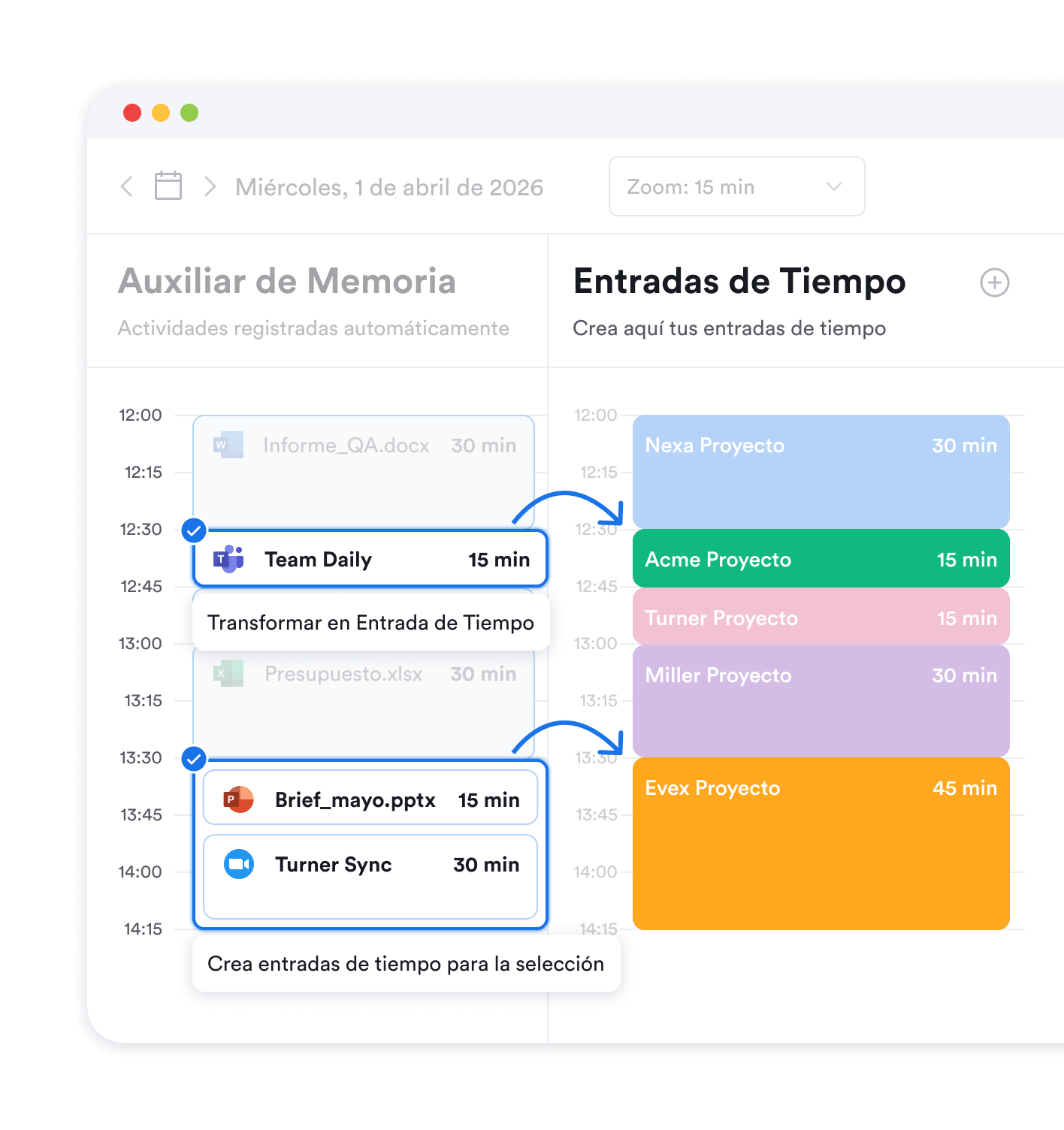 Transforma las actividades registrades