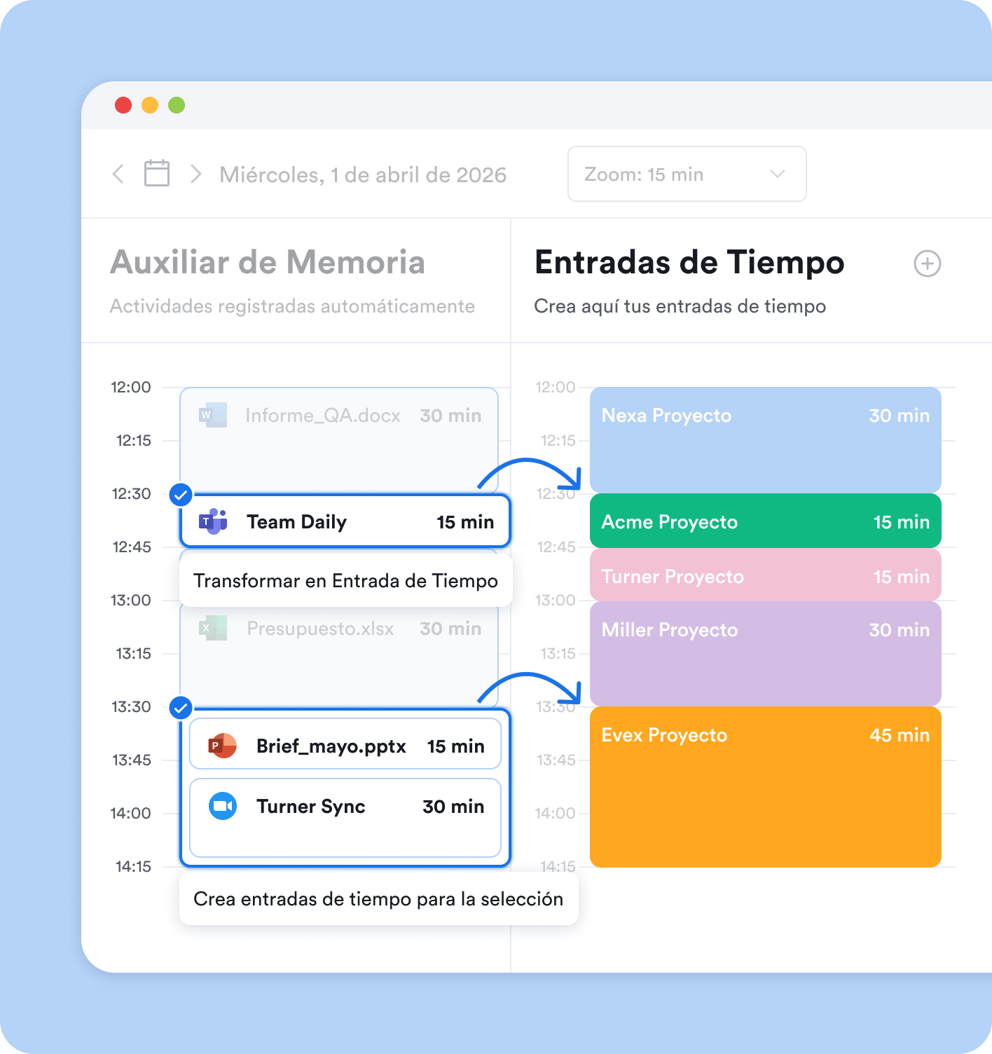 Transforma las actividades registrades