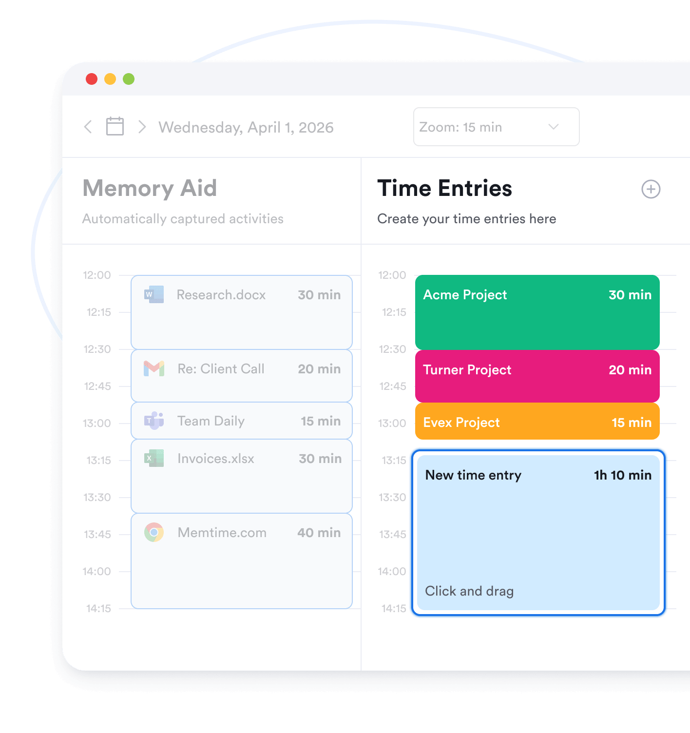 Logging time on projects