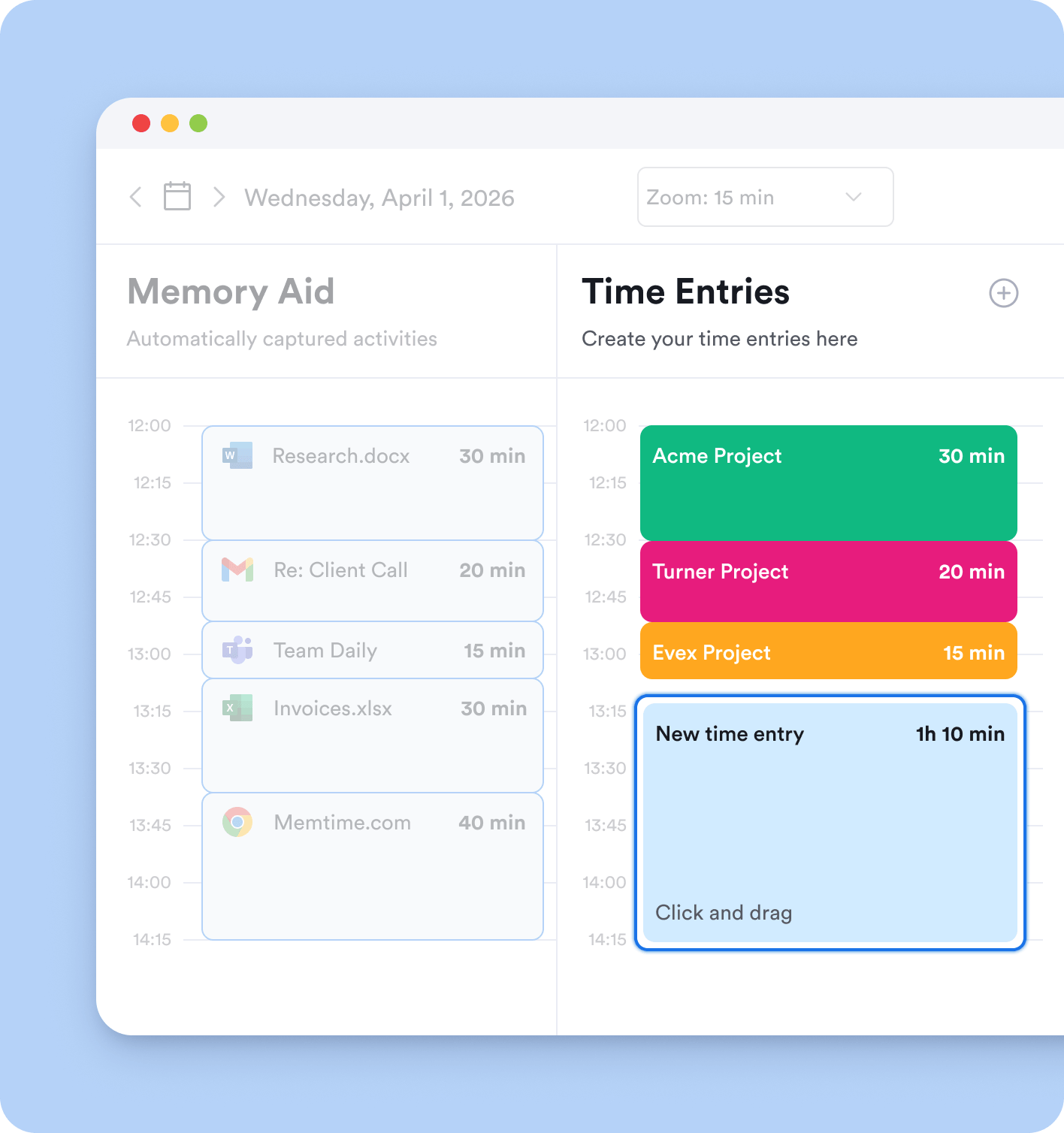 Logging time on projects