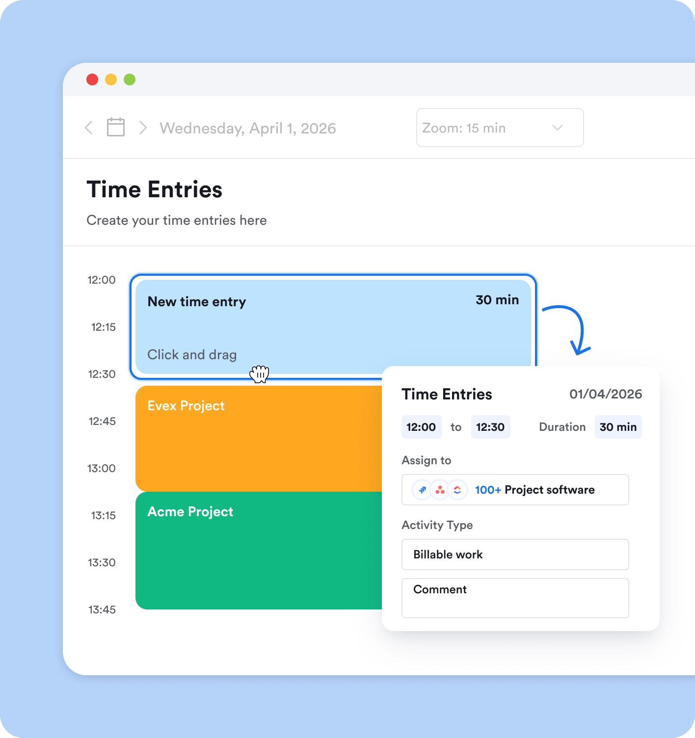 Sync into your timesheet/invoices