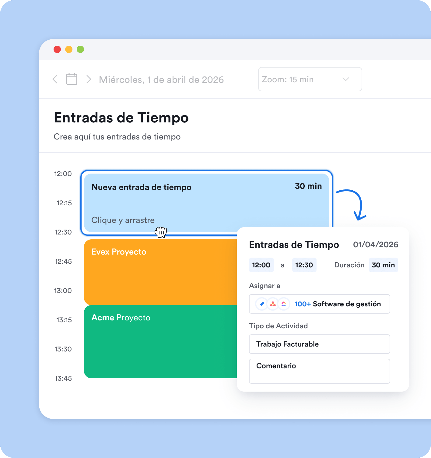 Sincronización con proyectos y software de facturación