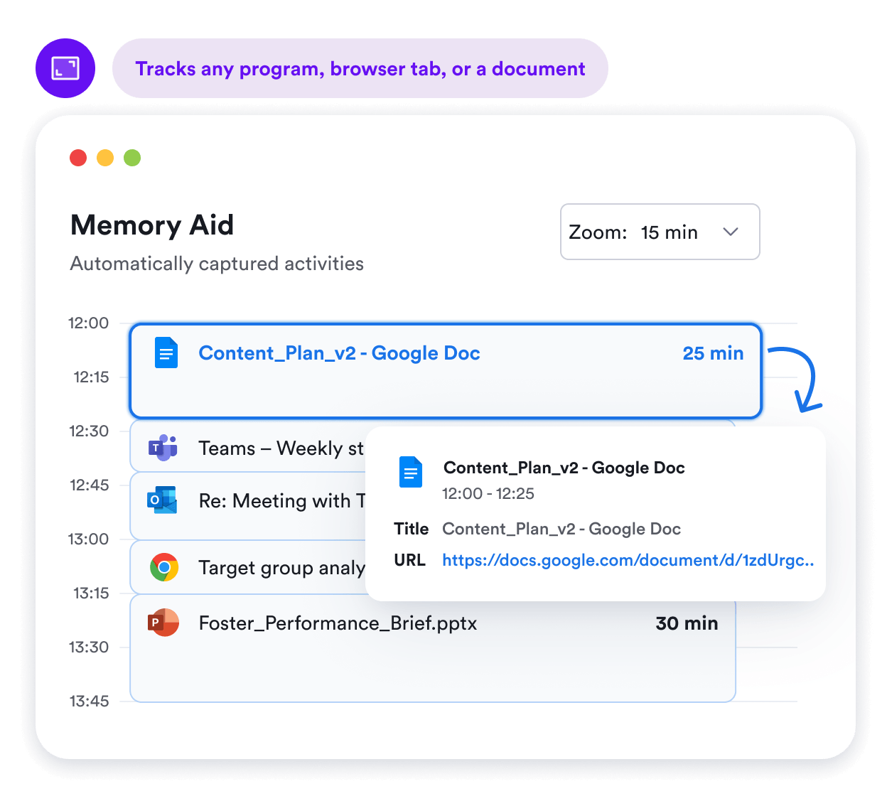 Automatic timeline in Memtime
