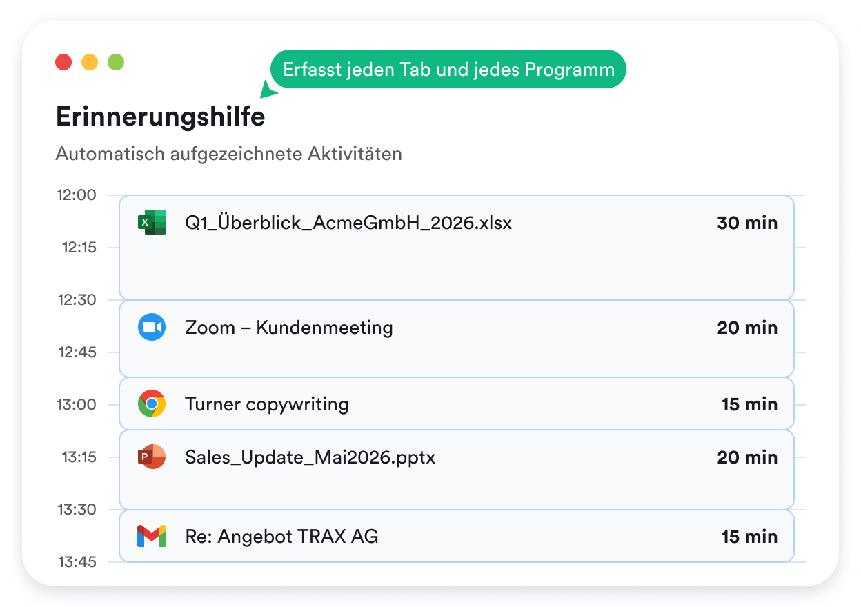 Zeiterfassung im Hintergrund
