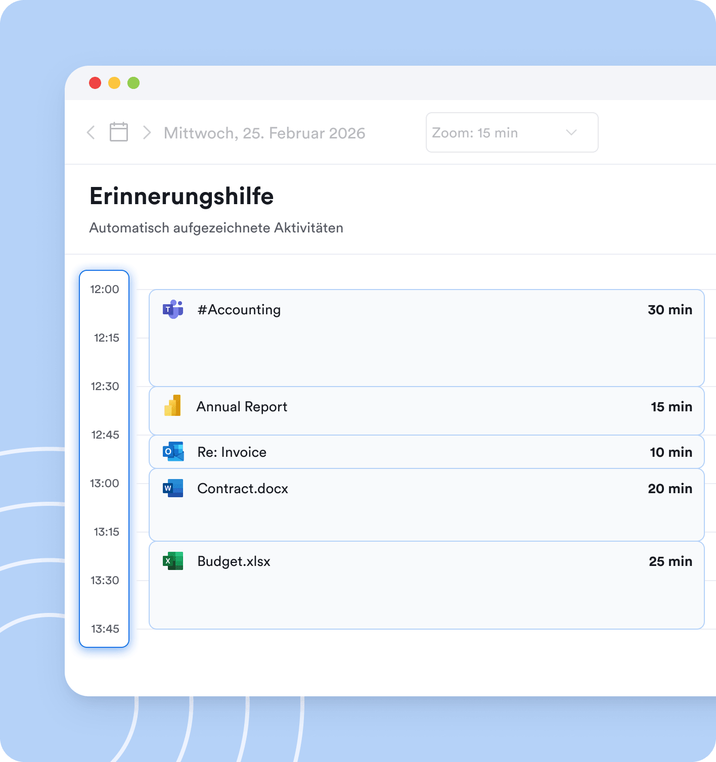 Deinen Arbeitstag nachvollziehen