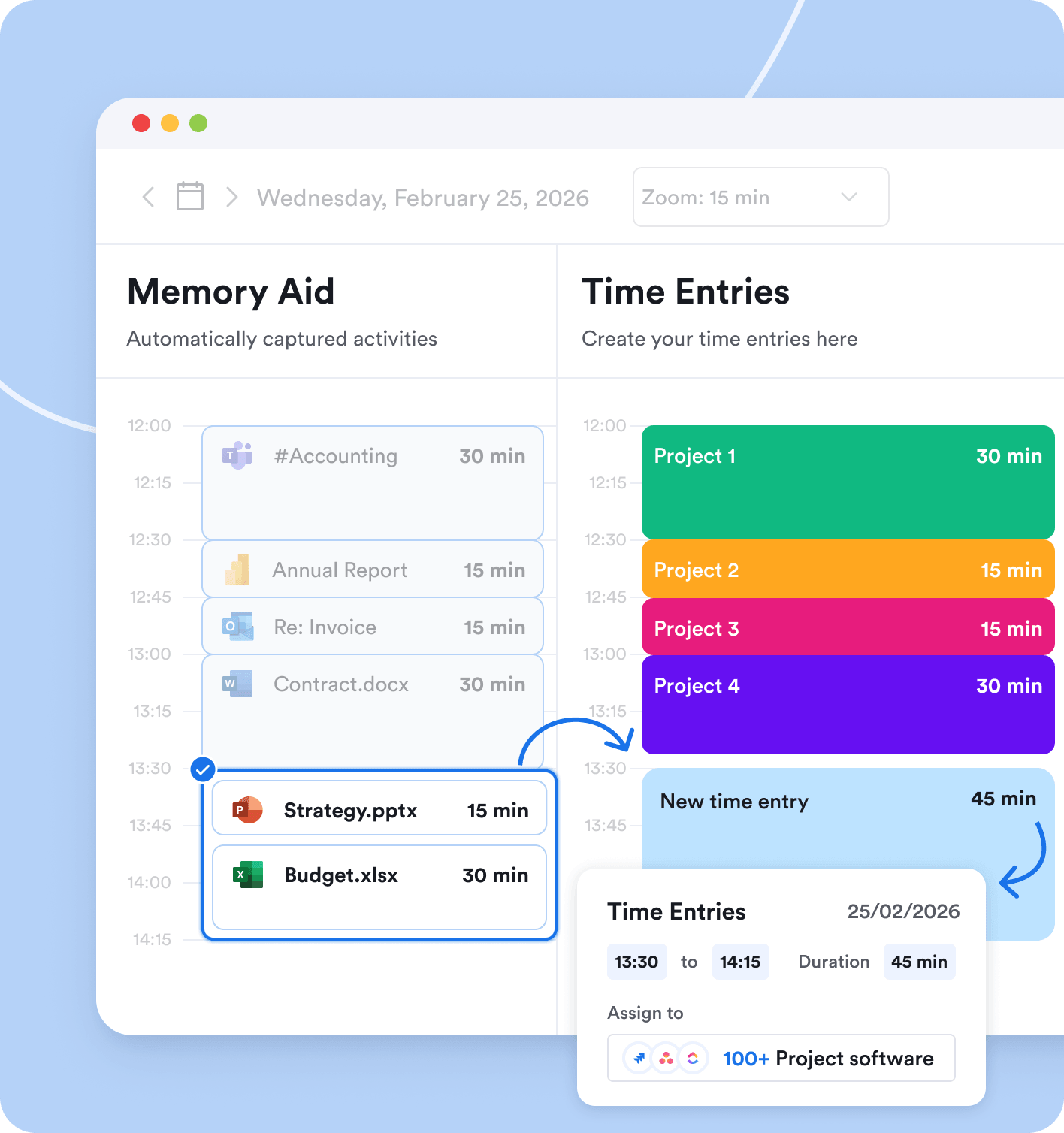 Assign hours to projects