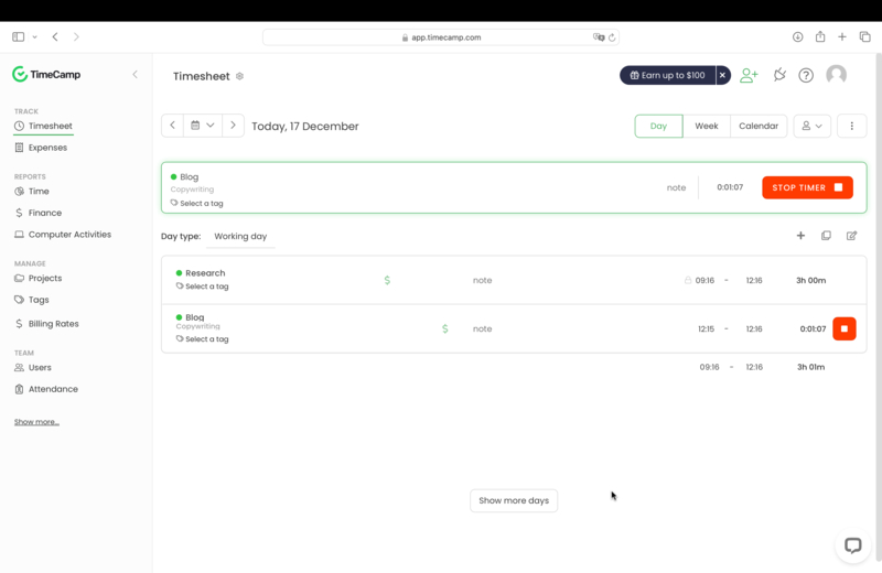 timecamp timers for wrike