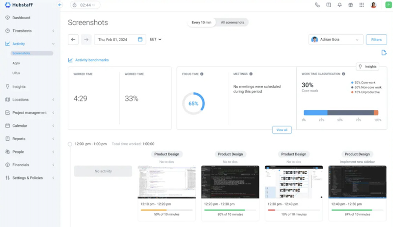 hubstaff timer and screenshots for freshbooks