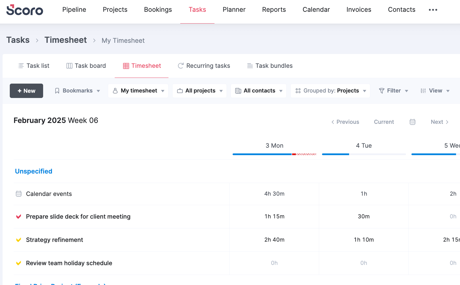 scoro timesheet