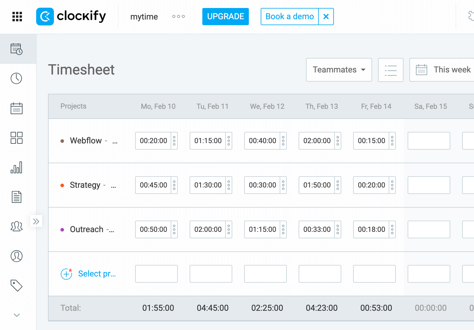 clockify timesheet