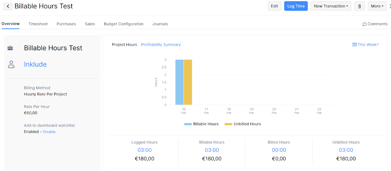 Added time entry in Memtime synced within Zoho Books project and task