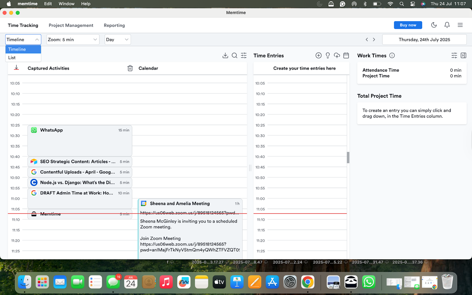 Memtime's automatic timeline & Memory Aid