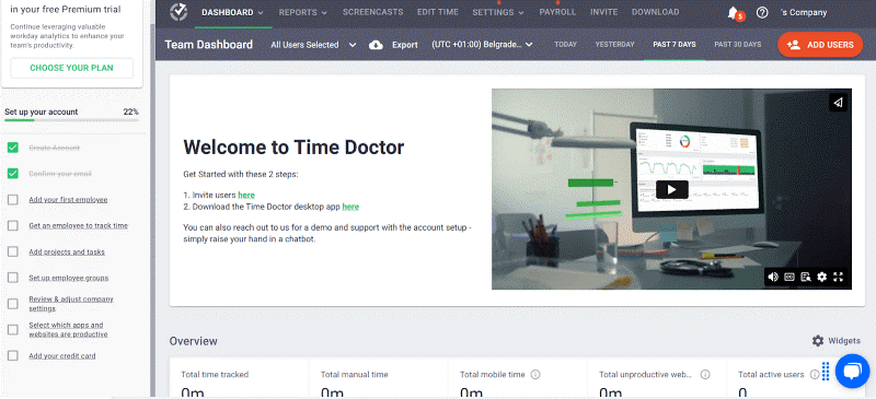 Time Doctor interface
