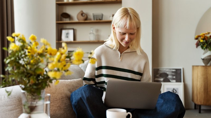 An employee working from home