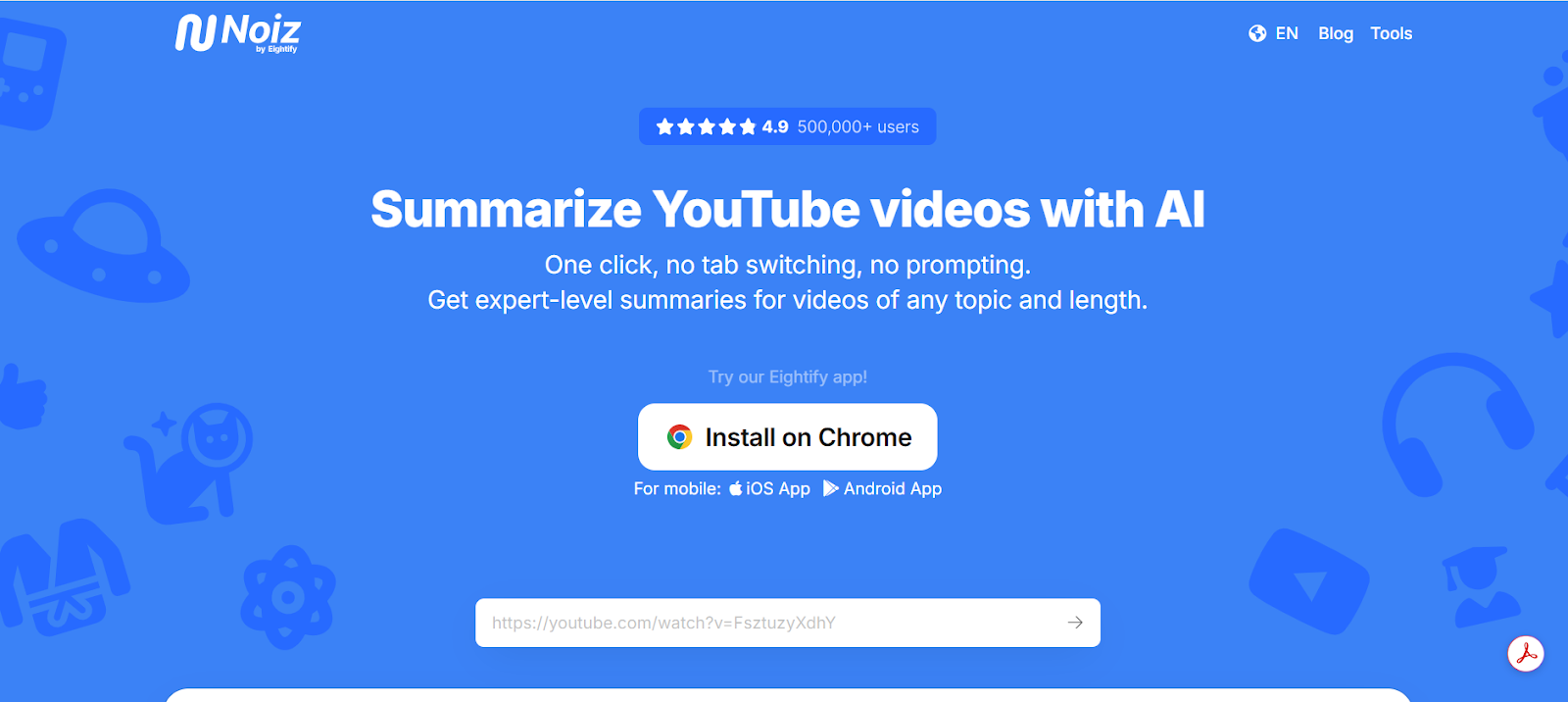 Noiz.io, an AI app for summarizing YouTube videos