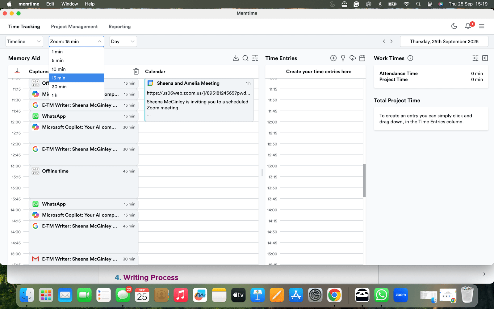Memtime automatic tracking