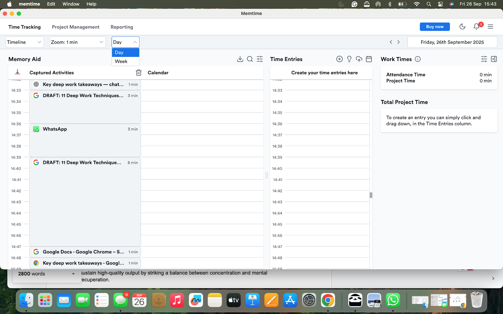 Memtime's Interface