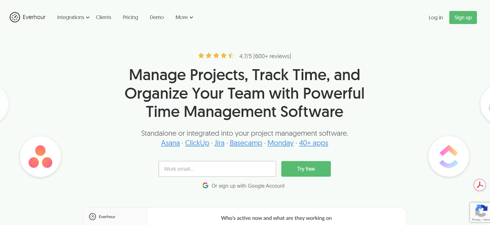 Everhour, time management software