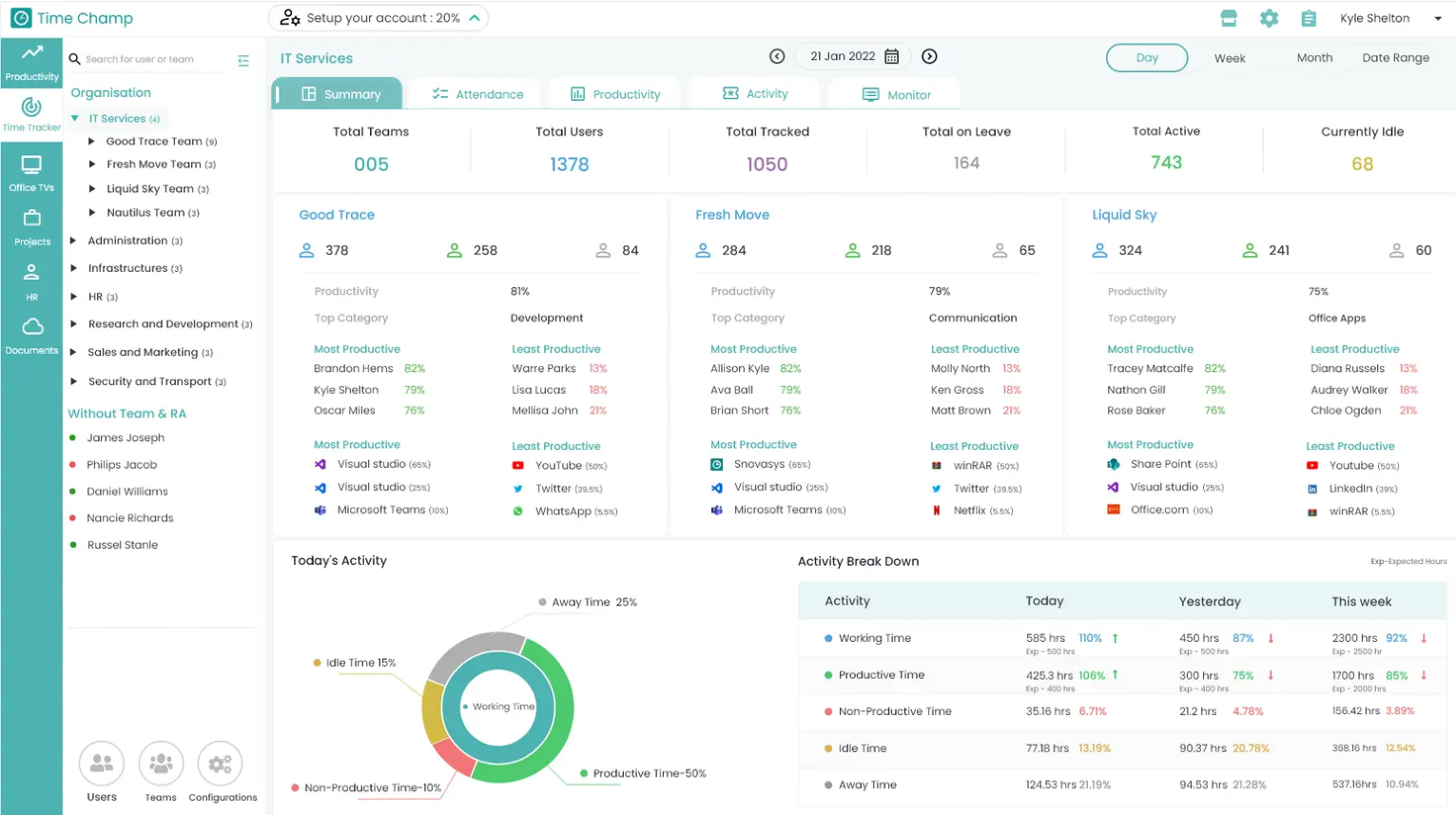 Time Champ's interface