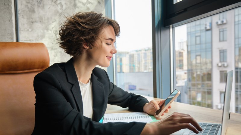 A person checking their email at work
