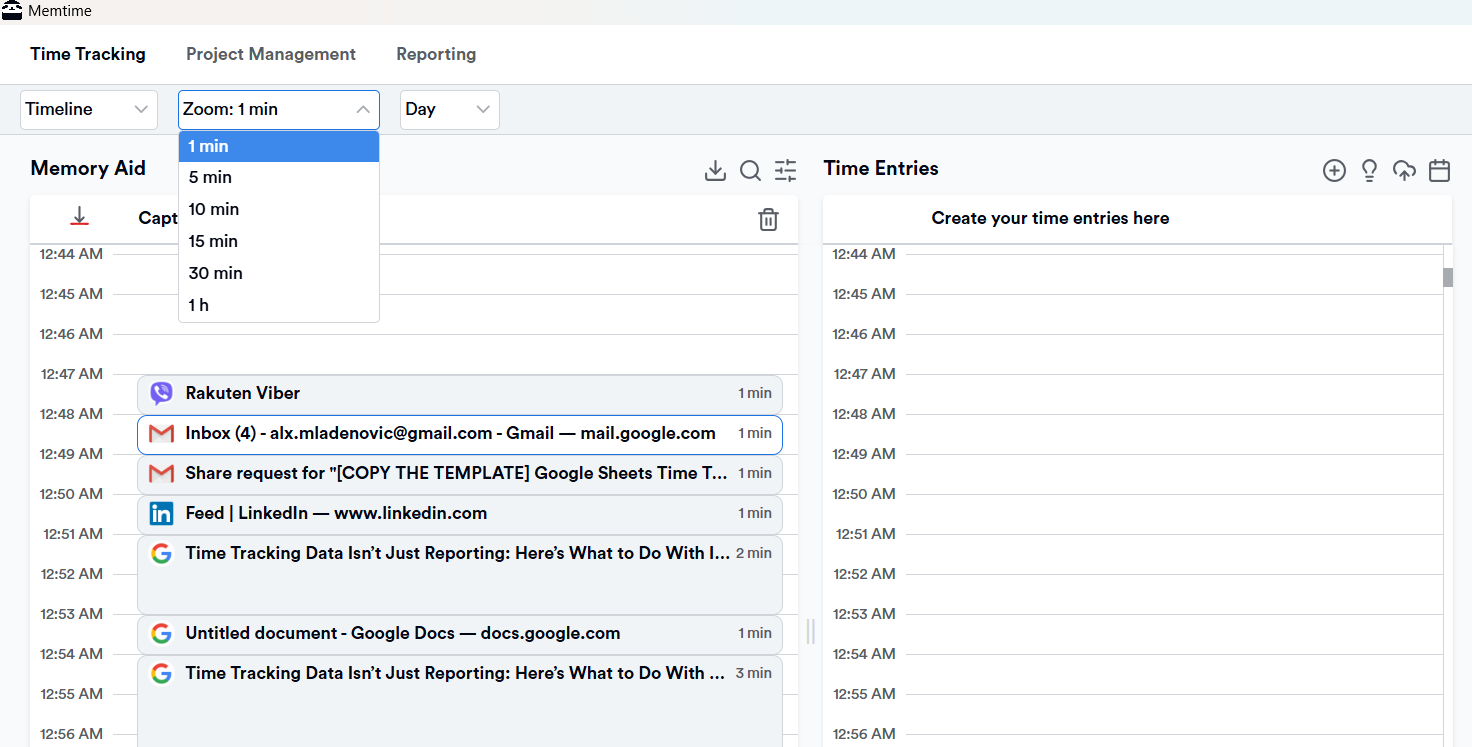 Memtime's Memory Aid