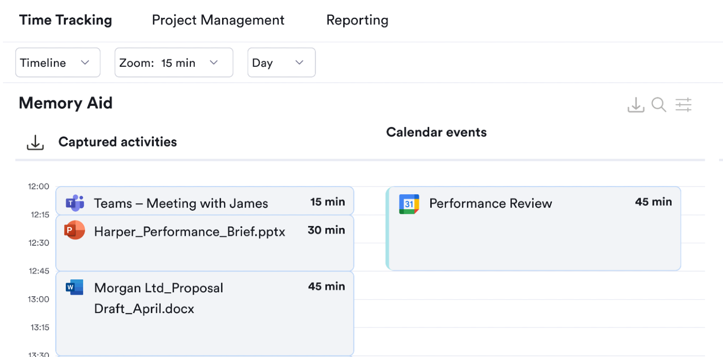 Memtime tracking meeting time