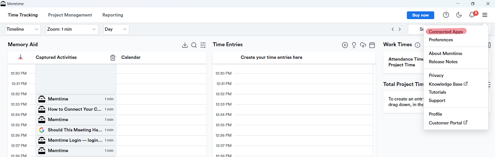 Connecting apps with Memtime