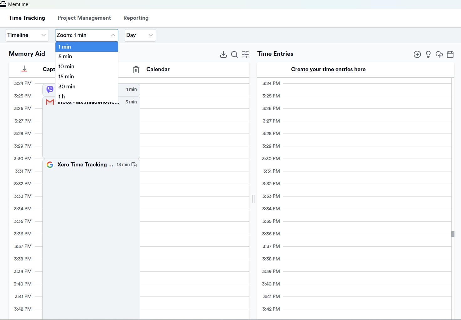 Memtime's automatic timeline - Memory Aid