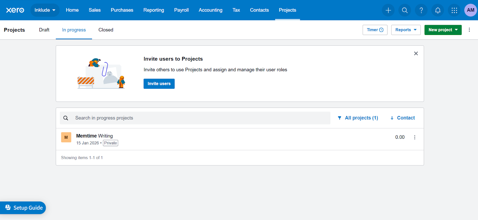 Accessing Projects in Xero